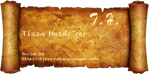 Tisza Hetény névjegykártya